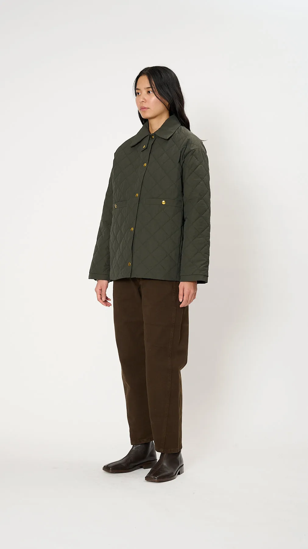 Blouson Long Taffeta Jacket in Dark Green