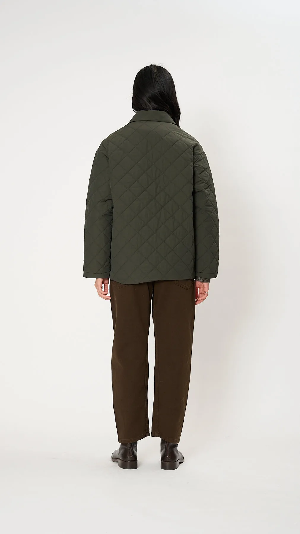 Blouson Long Taffeta Jacket in Dark Green