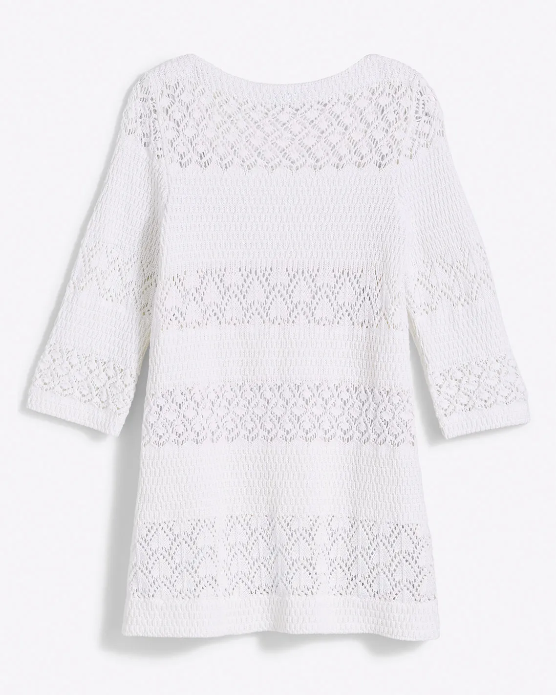 Crochet Long Sleeve Dress in White