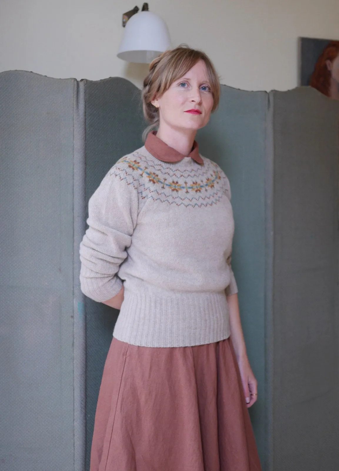 Fair Isle Crew Neck Jumper - Oat
