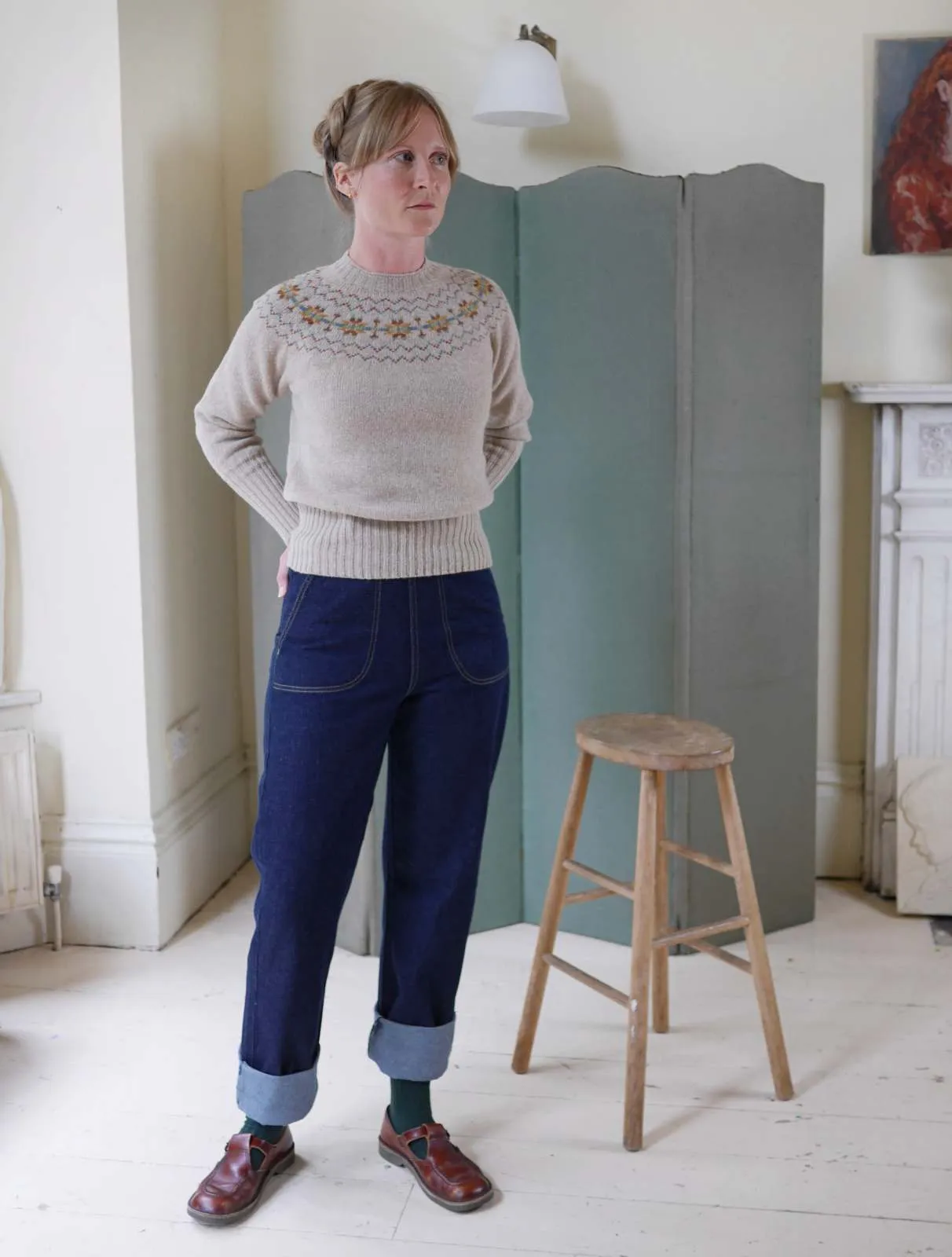 Fair Isle Crew Neck Jumper - Oat