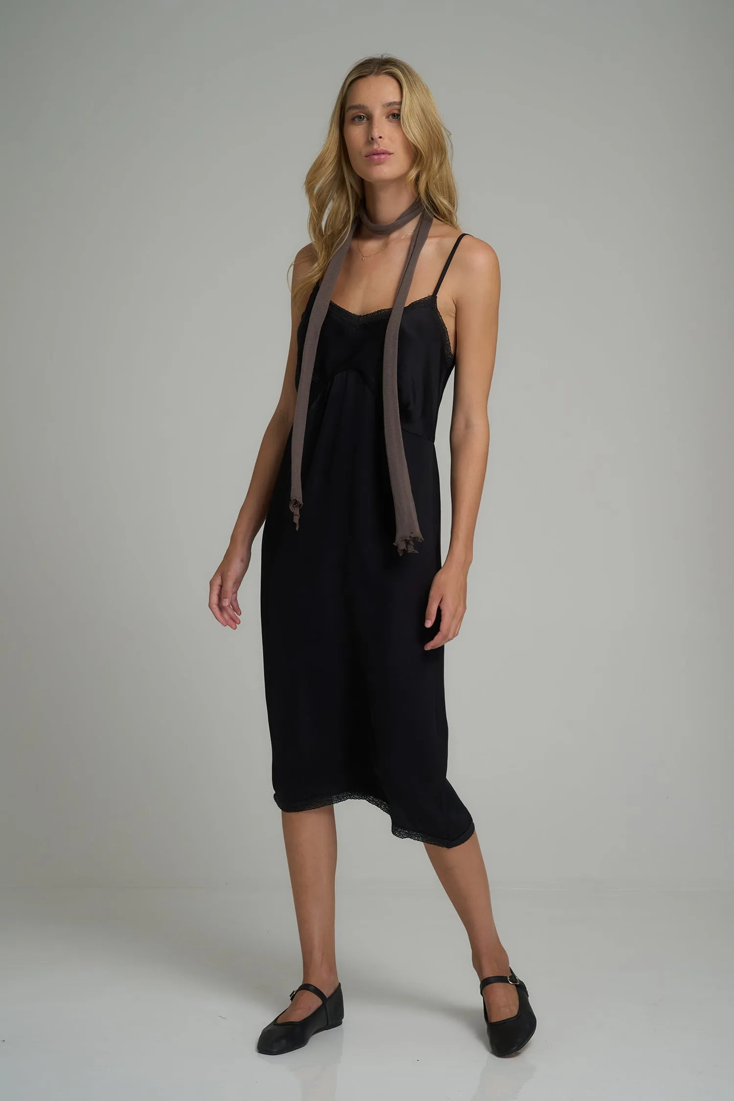 Featherstone Lace Slip Dress - Black