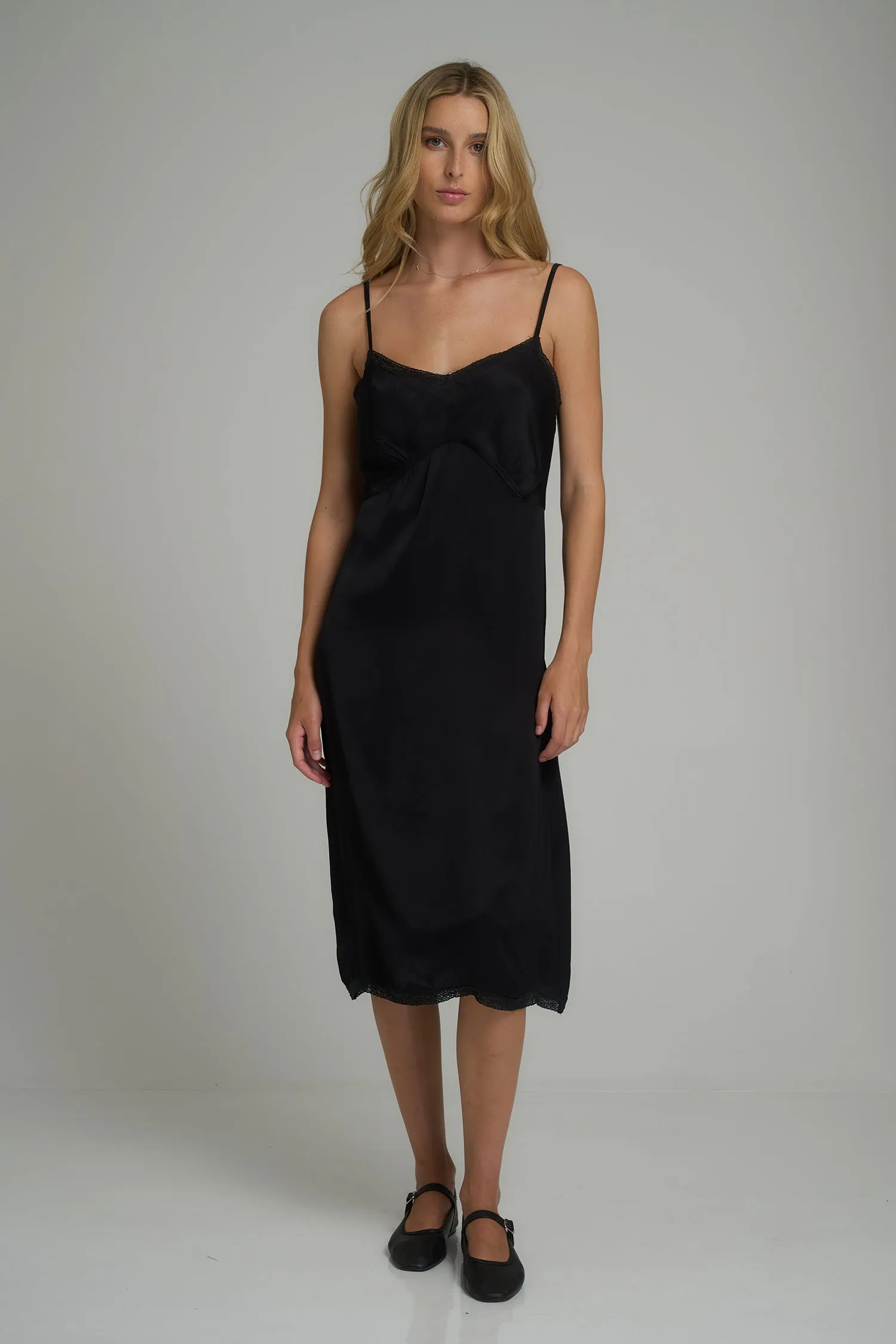 Featherstone Lace Slip Dress - Black