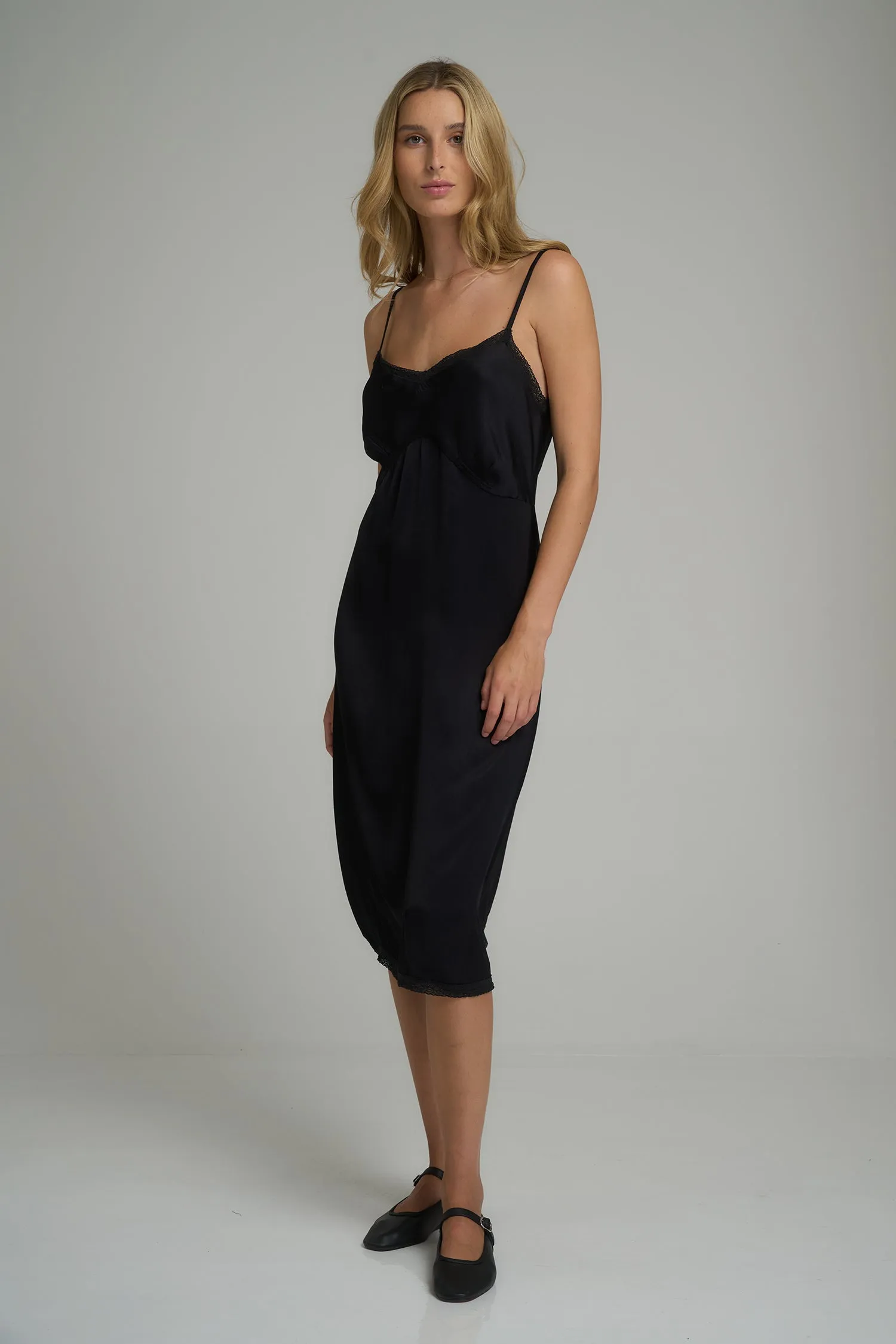Featherstone Lace Slip Dress - Black