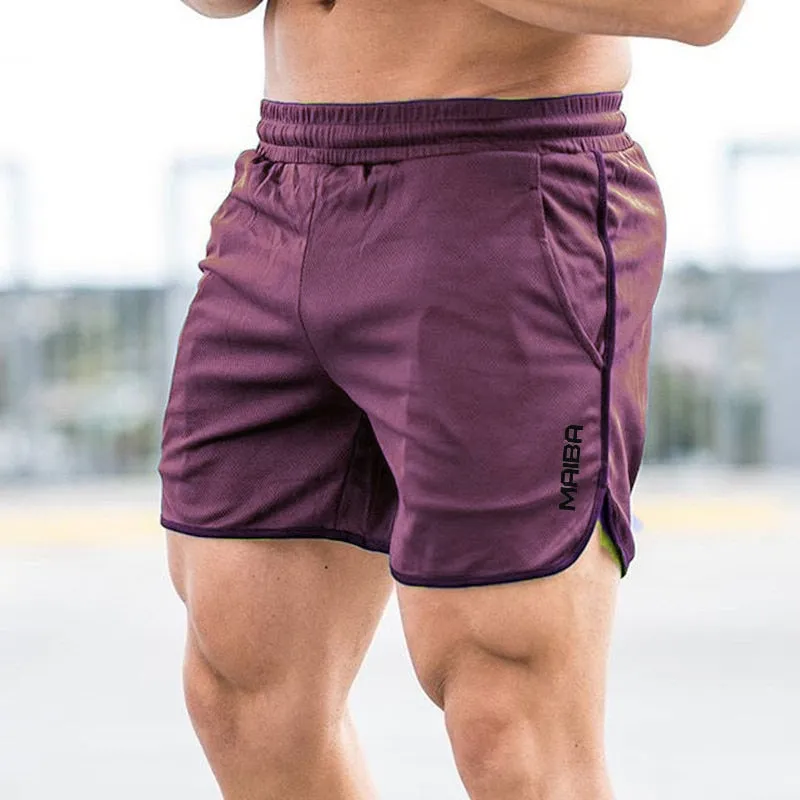 New Men Fitness Bodybuilding Shorts Man Summer Gyms Workout Male Breathable Mesh Quick Dry Sportswear