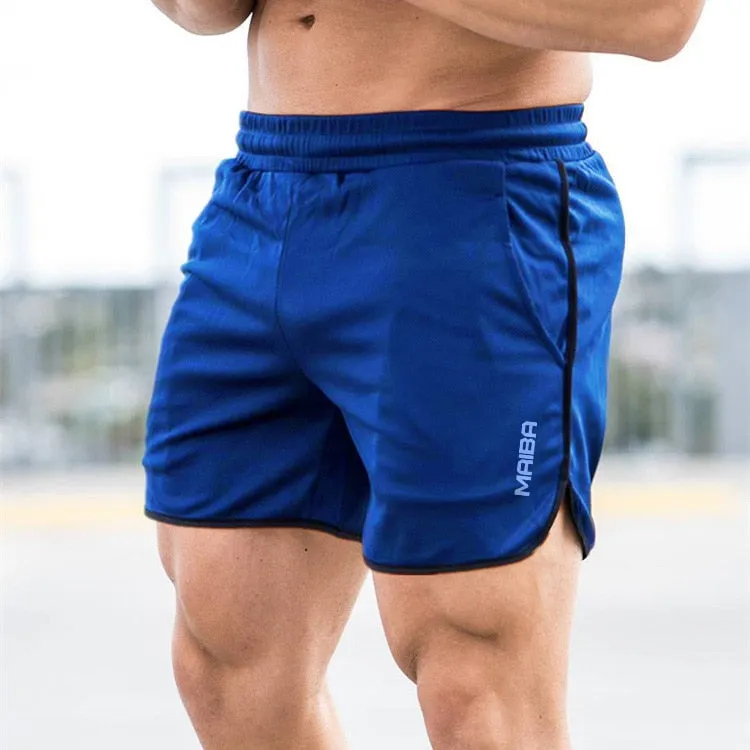 New Men Fitness Bodybuilding Shorts Man Summer Gyms Workout Male Breathable Mesh Quick Dry Sportswear