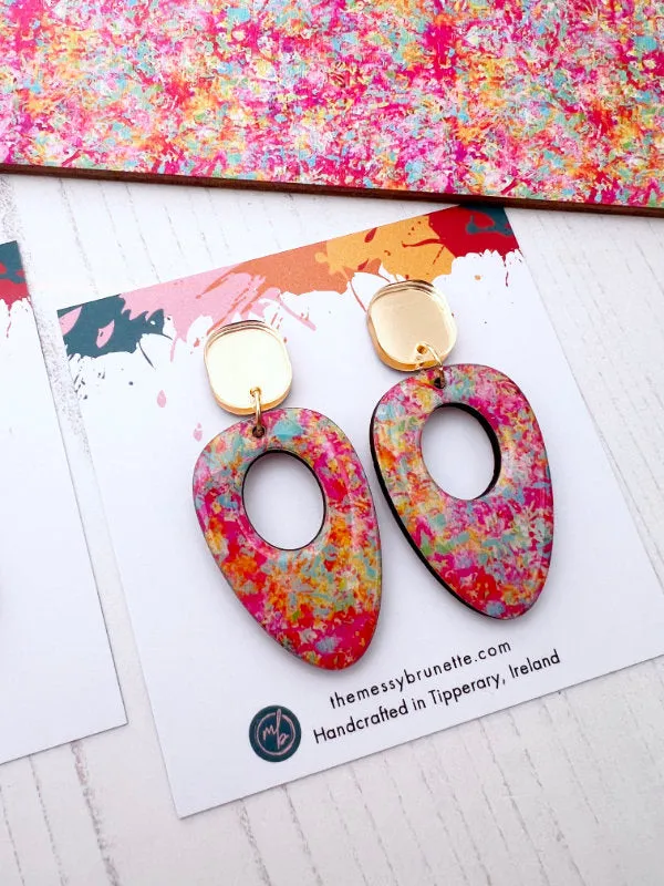 Pink Abstract Party Earrings in 2 Styles