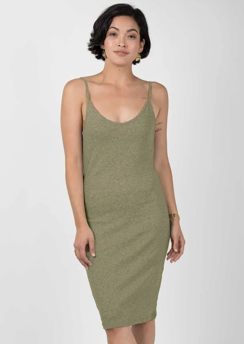Rib Slip Dress in Cargo