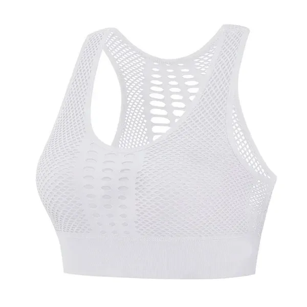 Shockproof push-up breathable mesh sports bra